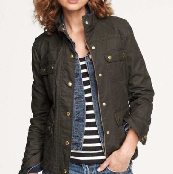 J. Crew Boyfriend Field Jacket Olive Rain Wind - Picture 3 of 5